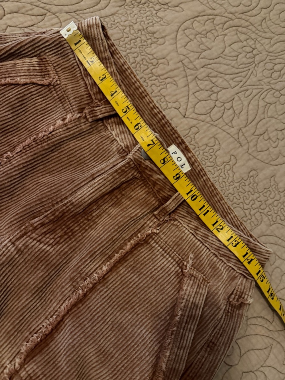 POL Rusty Caramel Wide Wale Corduroy Pants Distressed Seam Detail, Size M - Picture 14 of 15